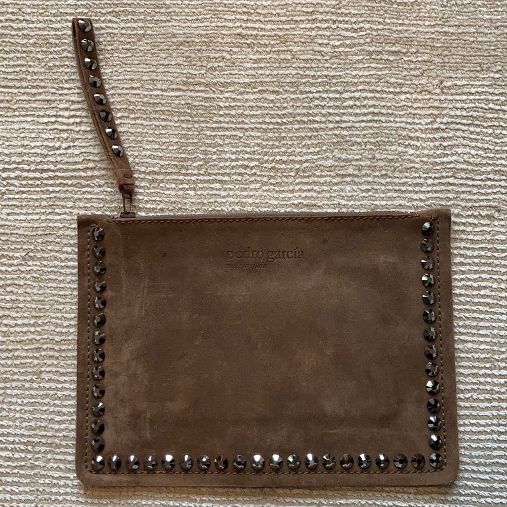 Pedro Garcia Suede Cluth with Crystal Studs
